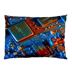 Gray Circuit Board Electronics Electronic Components Microprocessor Pillow Case by Bakwanart