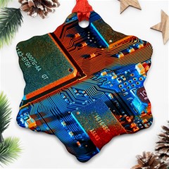 Gray Circuit Board Electronics Electronic Components Microprocessor Ornament (snowflake)