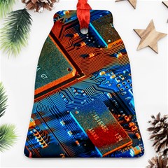 Gray Circuit Board Electronics Electronic Components Microprocessor Bell Ornament (two Sides)