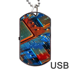 Gray Circuit Board Electronics Electronic Components Microprocessor Dog Tag Usb Flash (two Sides) by Bakwanart