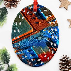 Gray Circuit Board Electronics Electronic Components Microprocessor Oval Filigree Ornament (two Sides)