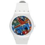 Gray Circuit Board Electronics Electronic Components Microprocessor Round Plastic Sport Watch (M) Front