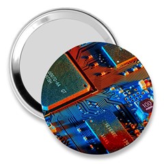 Gray Circuit Board Electronics Electronic Components Microprocessor 3  Handbag Mirrors by Bakwanart