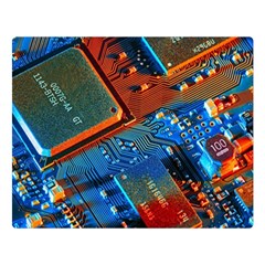 Gray Circuit Board Electronics Electronic Components Microprocessor Two Sides Premium Plush Fleece Blanket (large)