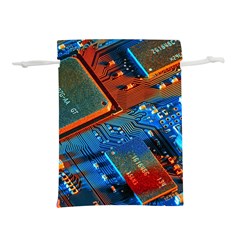 Gray Circuit Board Electronics Electronic Components Microprocessor Lightweight Drawstring Pouch (l) by Bakwanart