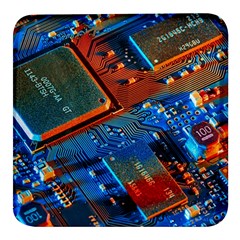 Gray Circuit Board Electronics Electronic Components Microprocessor Square Glass Fridge Magnet (4 Pack)