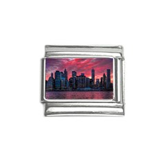 Skyline Sunset United States Reflection Usa,new York Manhattan Italian Charm (9mm) by Bakwanart