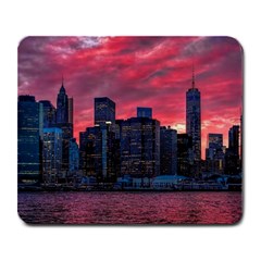 Skyline Sunset United States Reflection Usa,new York Manhattan Large Mousepad