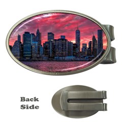 Skyline Sunset United States Reflection Usa,new York Manhattan Money Clips (oval)  by Bakwanart