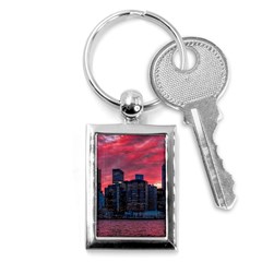 Skyline Sunset United States Reflection Usa,new York Manhattan Key Chain (rectangle) by Bakwanart