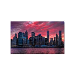 Skyline Sunset United States Reflection Usa,new York Manhattan Sticker Rectangular (100 Pack) by Bakwanart