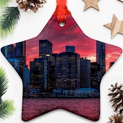 Skyline Sunset United States Reflection Usa,new York Manhattan Star Ornament (two Sides) by Bakwanart