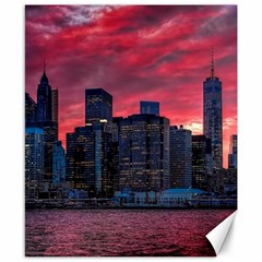 Skyline Sunset United States Reflection Usa,new York Manhattan Canvas 8  X 10  by Bakwanart