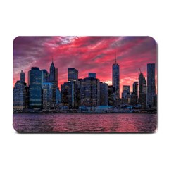 Skyline Sunset United States Reflection Usa,new York Manhattan Small Doormat