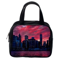 Skyline Sunset United States Reflection Usa,new York Manhattan Classic Handbag (one Side) by Bakwanart