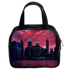 Skyline Sunset United States Reflection Usa,new York Manhattan Classic Handbag (two Sides) by Bakwanart