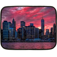 Skyline Sunset United States Reflection Usa,new York Manhattan Fleece Blanket (mini) by Bakwanart