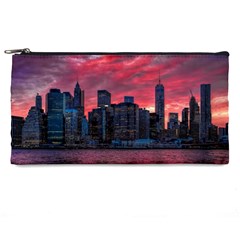 Skyline Sunset United States Reflection Usa,new York Manhattan Pencil Case by Bakwanart