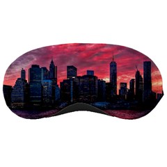 Skyline Sunset United States Reflection Usa,new York Manhattan Sleeping Mask by Bakwanart