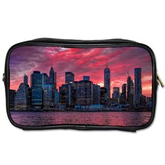 Skyline Sunset United States Reflection Usa,new York Manhattan Toiletries Bag (one Side)