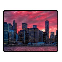 Skyline Sunset United States Reflection Usa,new York Manhattan Fleece Blanket (small) by Bakwanart