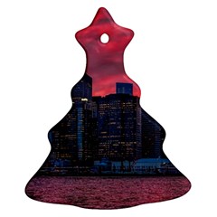 Skyline Sunset United States Reflection Usa,new York Manhattan Christmas Tree Ornament (two Sides)