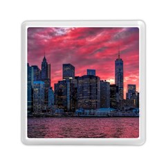 Skyline Sunset United States Reflection Usa,new York Manhattan Memory Card Reader (square) by Bakwanart