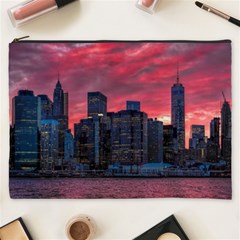 Skyline Sunset United States Reflection Usa,new York Manhattan Cosmetic Bag (xxxl) by Bakwanart