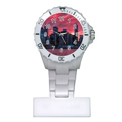 Skyline Sunset United States Reflection Usa,new York Manhattan Plastic Nurses Watch by Bakwanart