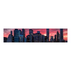 Skyline Sunset United States Reflection Usa,new York Manhattan Velvet Scrunchie by Bakwanart