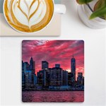 Skyline Sunset United States Reflection Usa,new York Manhattan UV Print Square Tile Coaster  Front