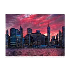 Skyline Sunset United States Reflection Usa,new York Manhattan Crystal Sticker (a4) by Bakwanart