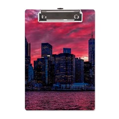 Skyline Sunset United States Reflection Usa,new York Manhattan A5 Acrylic Clipboard by Bakwanart