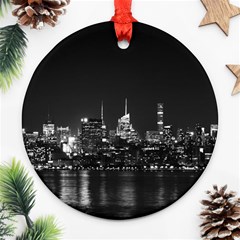 Photography Of Buildings New York City  Nyc Skyline Round Ornament (two Sides) by Bakwanart