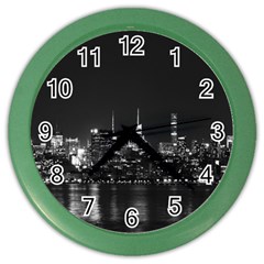 Photography Of Buildings New York City  Nyc Skyline Color Wall Clock by Bakwanart