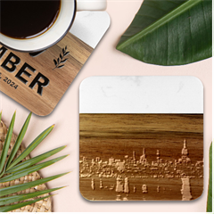 Photography Of Buildings New York City  Nyc Skyline Marble Wood Coaster (square) by Bakwanart