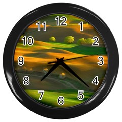 Landscape Usa Nature Washington State Trees Field Palouse Wall Clock (black) by Bakwanart