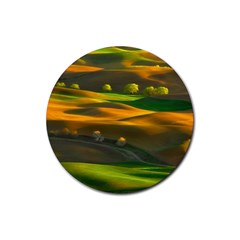 Landscape Usa Nature Washington State Trees Field Palouse Rubber Coaster (round) by Bakwanart