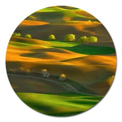 Landscape Usa Nature Washington State Trees Field Palouse Magnet 5  (round) by Bakwanart