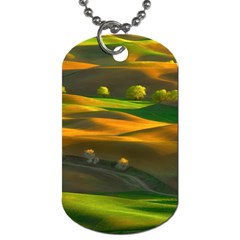 Landscape Usa Nature Washington State Trees Field Palouse Dog Tag (two Sides) by Bakwanart