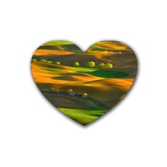 Landscape Usa Nature Washington State Trees Field Palouse Rubber Coaster (heart) by Bakwanart