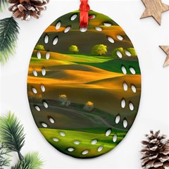 Landscape Usa Nature Washington State Trees Field Palouse Oval Filigree Ornament (two Sides)