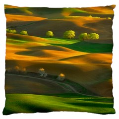 Landscape Usa Nature Washington State Trees Field Palouse Large Cushion Case (two Sides) by Bakwanart