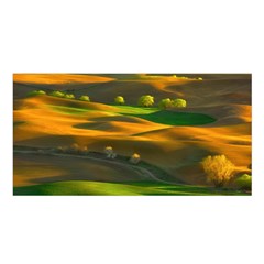 Landscape Usa Nature Washington State Trees Field Palouse Satin Shawl 45  X 80  by Bakwanart