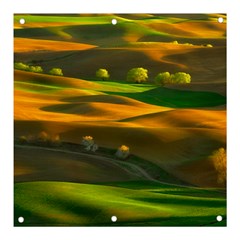 Landscape Usa Nature Washington State Trees Field Palouse Banner And Sign 3  X 3  by Bakwanart