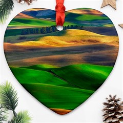 Grassland Nature Palouse Green Field Hill Sky Butte Ornament (heart)