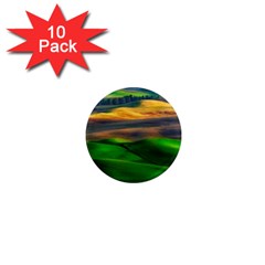 Grassland Nature Palouse Green Field Hill Sky Butte 1  Mini Magnet (10 Pack)  by Bakwanart