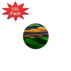 Grassland Nature Palouse Green Field Hill Sky Butte 1  Mini Magnets (100 Pack)  by Bakwanart