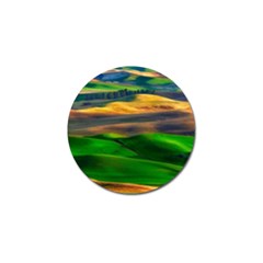 Grassland Nature Palouse Green Field Hill Sky Butte Golf Ball Marker by Bakwanart