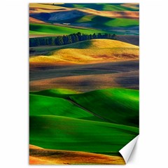 Grassland Nature Palouse Green Field Hill Sky Butte Canvas 12  X 18  by Bakwanart